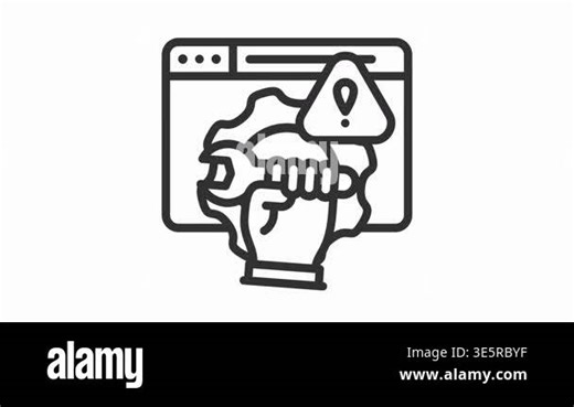 Website maintenance with tools and warning alert for error fixing Stock Video Footage - Alamy