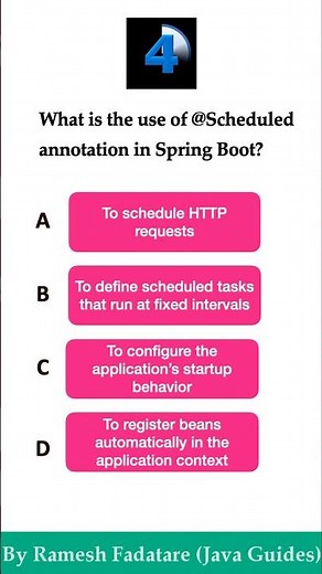 Spring Boot Quiz 23 - What is the Scheduled annotation in #springboot #quiz