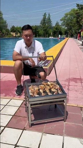 New type of outdoor rotating barbecue grill, the perfect tool for barbecue. #bbq #flipgrill