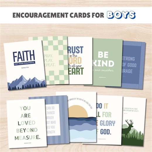 Encouraging Scripture Cards for Young Boys (set of 10) - Printable - Etsy