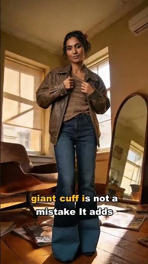 Macro cuff styling hack for wide leg pants #fashionhacks #widelegpants #denim