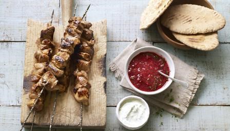 Shashlik kebabs with sour cream dip and plum sauce recipe