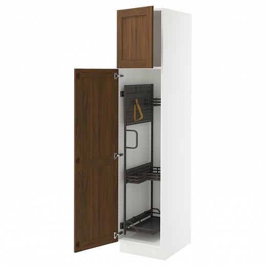 SEKTION high cabinet/pull-out int fittings, white Enköping/brown walnut effect, 18x24x80"  - IKEA