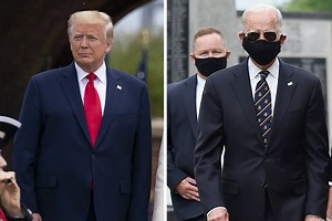 Joe Biden wears mask in first public appearance in 10 weeks as Trump goes without