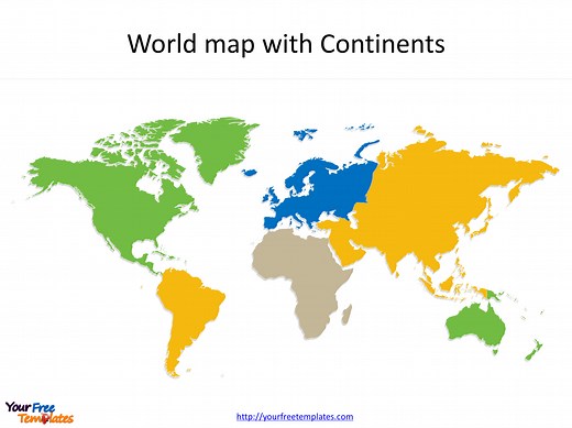 World maps Template with Six Continents - Free PowerPoint Template