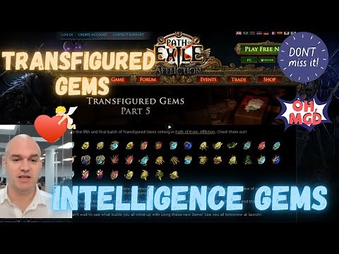 All Transfigured Gems Intelligence Preview and details Part1 Path of Exile Affliction