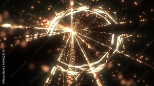 Gorgeous deluxe sci-fi laser magic data stream animation of golden particles. Special holiday stylish glowing mesmerizing video..