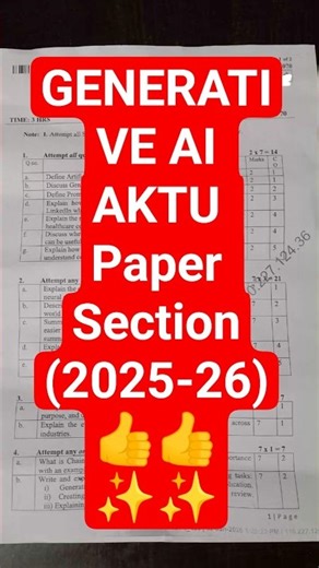 Generative AI Section (2025-26) pdf link 👇👇#btech #generativeai #artificialintelligence #paper