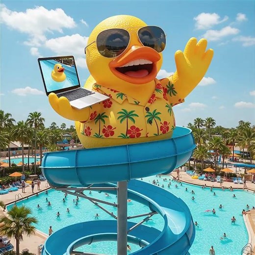 Epic Water Slide Launch Creates Tsunami Wave