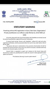 The Rehabilitation Council of India (RCI) registration certificate is...