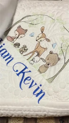 Forest Friends Baby Quilt, Custom Embroidery Woodland Theme Nursery Gift, Personalized Embroidered Name - Etsy