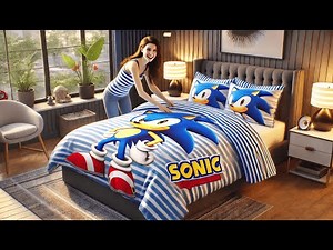 🦔 Franco Sonic The Hedgehog Anime Kids Soft Comforter and Sheet Set | Best Sonic Queen Bedding Set 🦔