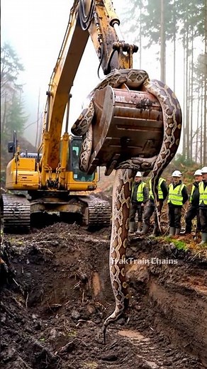 Have you ever seen a python this big? Excavator exposes giant snake nest! #excavator #construction