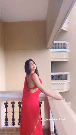 Beautiful Girl In A Red Saree. Maria Mim.