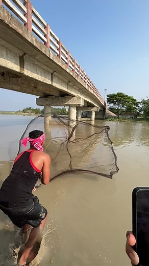 Catch a big fish by castnet River fishing time. #reels #Amazing #fishing #fish #village