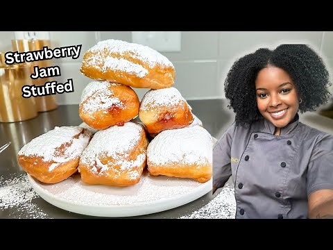 Strawberry Jam Stuffed Beignets | Soft & Fluffy Homemade Beignets Recipe