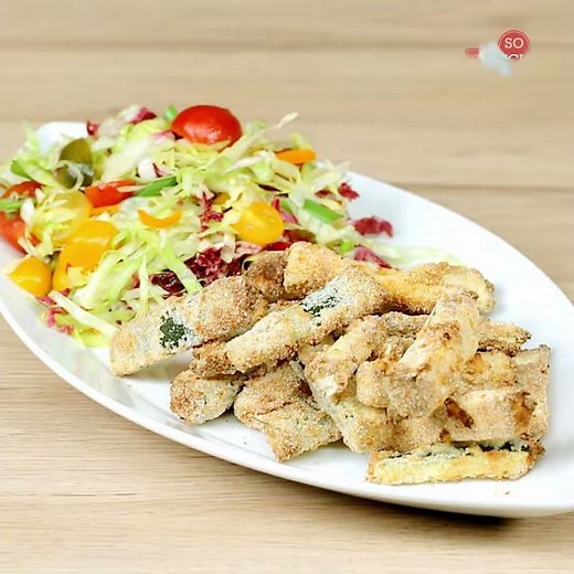 Roasted Zucchini Sticks with Cabbage and Veggie Salad
