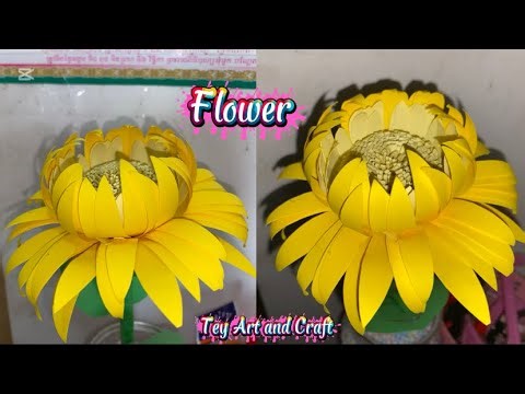 របៀបបត់ផ្កាងាយៗហើយស្អាតទៀត / Easy diy paper flower / Beautiful and simple flower / Making tutorials