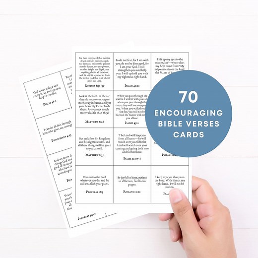 Encouraging Bible Verse Printable | 70 Inspirational Passage Cards | Christian Memory Verse | Mini Scripture Cards | Positive Messages Print - Etsy