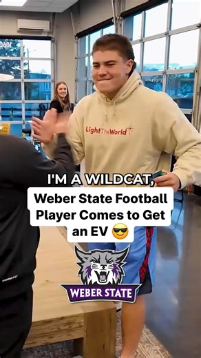 20K views · 124 reactions | Watch us send off a Weber State football player with his new car. He's switching to an EV for a smooth ride to class! #sales #athletics #university #football #onlineclasses | EV Auto | Facebook