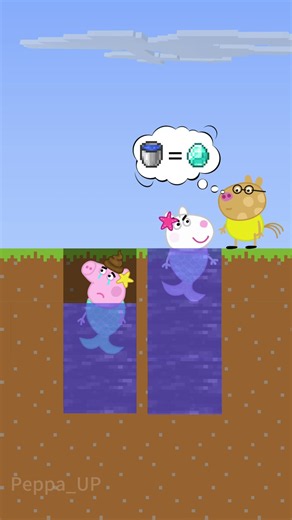 Trading Diamonds for Water with Peppa #peppapig #peppa #minecraft