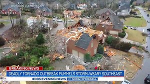 12K views · 385 reactions | BREAKING: More than 30 million Americans across the South are facing the threat of severe weather that has spawned multiple tornadoes, killing at least 3 in Alabama. Much of Alabama is under a state of emergency. Omar Villafranca is there with the latest on the storm. https://cbsn.ws/3w0Cd7h | CBS Evening News | Facebook