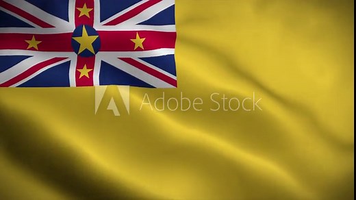 Niue flag waving animation, perfect loop, official colors, 4K video