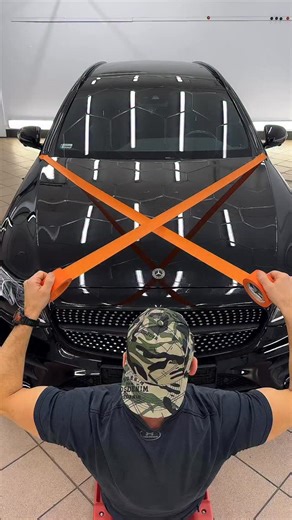 PolonezGarage on Instagram: "Mercedes E-Klasa. Custom Hood Stripes. Do It Yourself. In this tutorial, we show a clean and clever way to add custom vinyl stripes to the hood of a Mercedes E-Class using two types of Knifeless Tape. We start by outlining the design with masking tape. Then, we use one Knifeless Tape with a single filament to cut the main stripe, and another with triple filaments that not only cuts but also creates two equal side stripes automatically. A precise, fully reversible mod