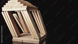 SLOW MOTION: A destruction of wooden house by earthquake - imitation Stock Video