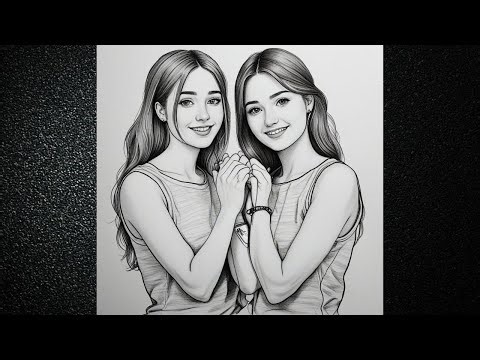 How to Draw Twin Girls | Realistic Pencil Drawing Tutorial