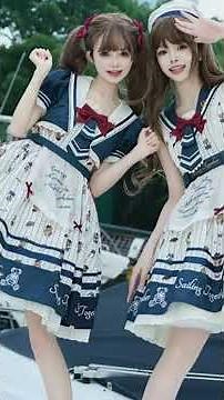 白波にほどける双子の航海日誌 セーラー襟とリボンの甘ロリセーラードレス ＃キラキラ #アイドル #マリンコーデ #セーラー服 #アイドル衣裳 #SEASONZ #ロリータファッション #量産型