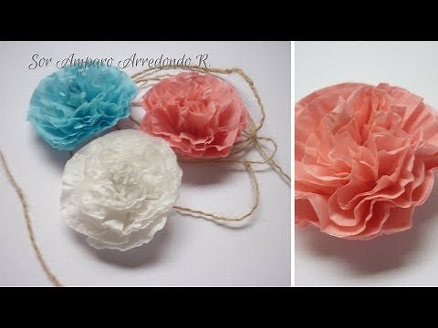Como hacer Flores en papel seda fácil DIY ✂