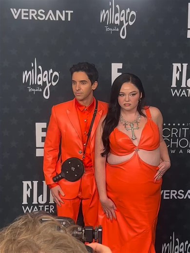 #MegStalter and Paul W. Downs recreate Timothée Chalamet and Kylie Jenner's #MartySupreme LA premiere look at the #CriticsChoiceAwards