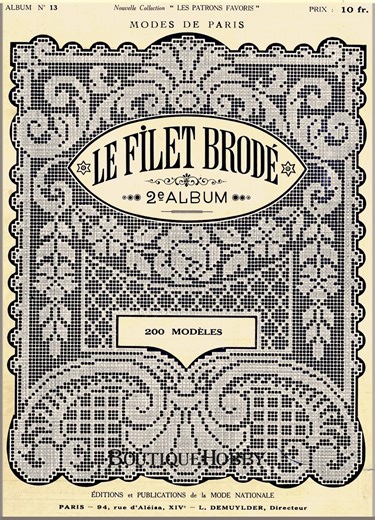 French Filet Crochet Collection Pattern 1929,vintage Designs,instructions Nouvelle Collection Les Patrons Favoris - Etsy