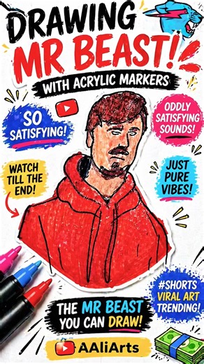 I Drew MrBeast with Acrylic Markers 😱🎨 #shorts
