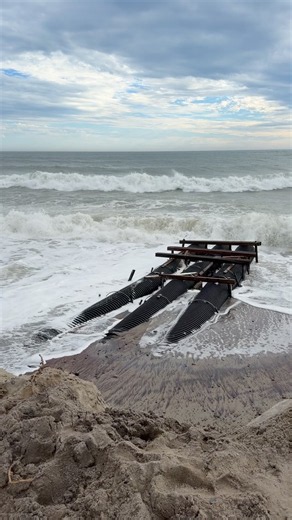 Hurricane MARIE 2.0 BIG Waves Cause BEACH EROSION & expose underground PIPES