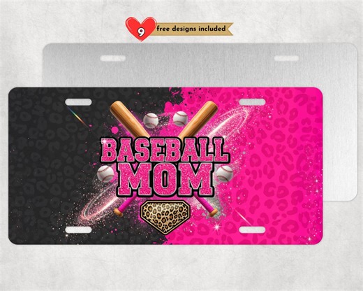 Baseball Mom License Plate Design, Glitter Leopard Sports Mom Sublimation Design Digital Download PNG, 12 by 6 Inch Car License Plate - Etsy