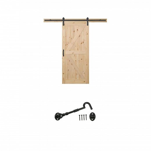 36 in. x 84 in. Barn Door Slab with Hardware Kit and 6 in. Black Hook and Eye Combo - The Home Depot