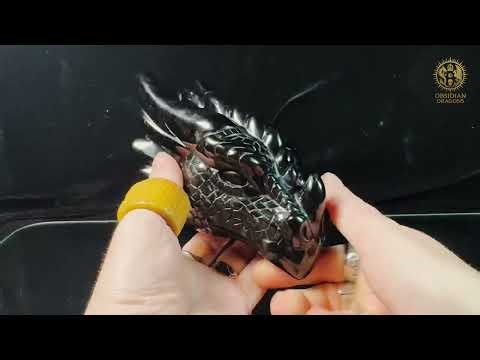 Tête de dragon en obsidienne noire – Miroir de l’esprit