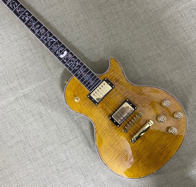 Custom LP electric guitar abalone flower inlay with flame maple veneer in US | eBay