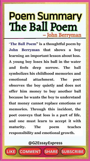 The Ball Poem class 10 | The Ball Poem Summary | Class 10 Poem central idea #class10english #poem