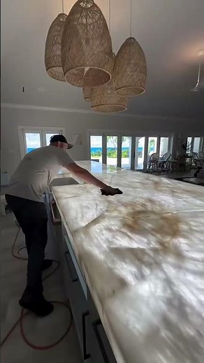 Backlit Cristallo White Quartzite Countertop #countertop #quartzite #whitemarble #kitchenisland