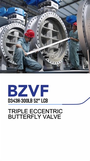 D343H-300LB 52'' LCB TRIPLE ECCENTRIC BUTTERFLY VALVE – BZVF A large-diameter triple eccentric metal-seated butterfly valve. Its core feature is friction-free contact between disc and seat during operation, resulting in near-zero wear, low torque, and long service life. With excellent bidirectional sealing, it is ideal for high-flow regulation and reliable isolation in ventilation, dedusting, and gas pipeline systems of power plants and steel mills. #china #valve #videos