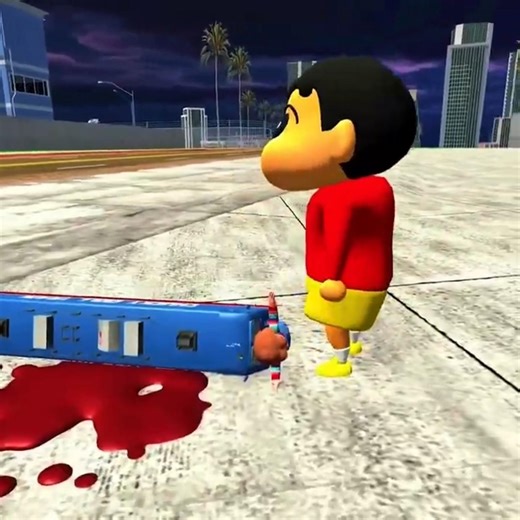 😱 CHUCKY DOLL TRAIN KILLS SHINCHAN! Evil Ghost Train Attack 💥 | Shinchan vs Chucky Train #gta#shorts