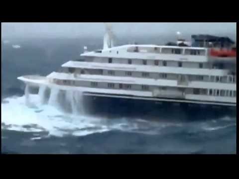 Antarctic cruise ship tossed by massive waves