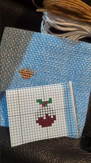 Day 21 of mini cross stitch advent - This is a cute lil pudding! #christmaspudding #pudding #xmas