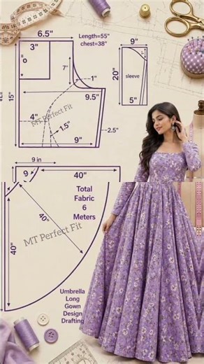 36/38 Size Gown & 38 Size Kurti Drafting | Easy Tutorial ✂️ #shorts #shortsfeed #youtubeshorts