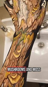 Whimsical Ent Tree Makeup with Magical Mushroom Details