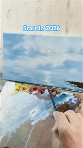 Moonlight Ocean Oil Painting | Easy Seascape Tutorial #art #artist #painting #oilpainting #drawing