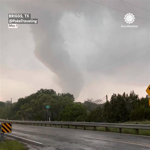 A tornado was spotted in Briggs, Texas, about an hour north of Austin, on Thursday. 🌪️ | AccuWeather